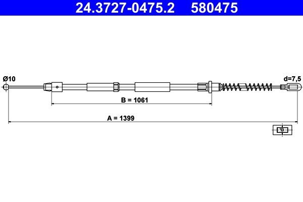 Great value for money - ATE Hand brake cable 24.3727-0475.2