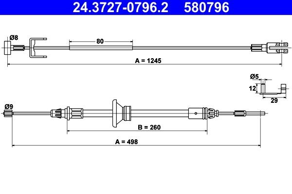 Great value for money - ATE Hand brake cable 24.3727-0796.2