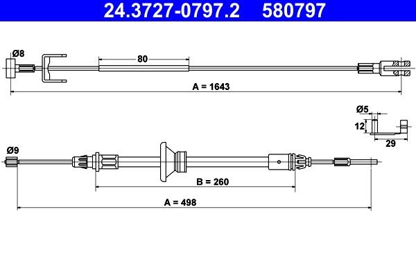 Great value for money - ATE Hand brake cable 24.3727-0797.2