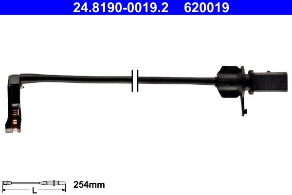 620019 ATE Length: 254mm Warning contact, brake pad wear 24.8190-0019.2 buy