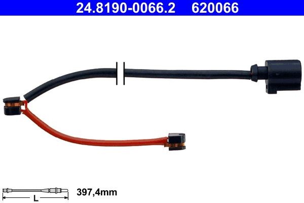620066 ATE Length: 397,4mm Warning contact, brake pad wear 24.8190-0066.2 buy