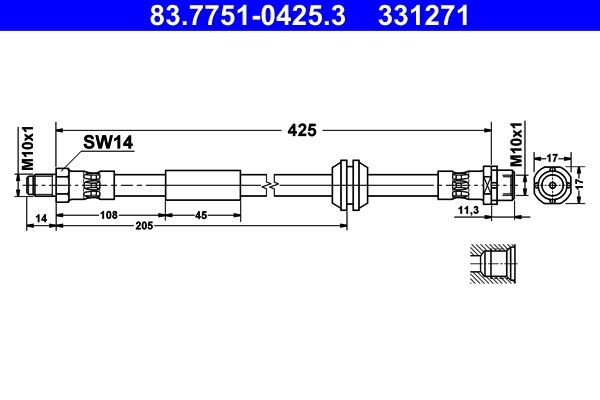 Mini Convertible Brake hose ATE 83.7751-0425.3 cheap
