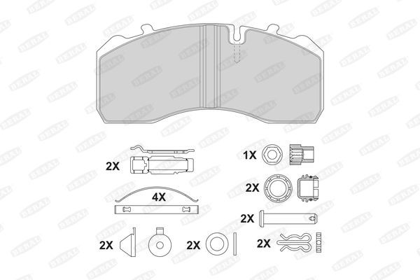 BERAL 2919730004145504 Brake pad set prepared for wear indicator, with accessories
