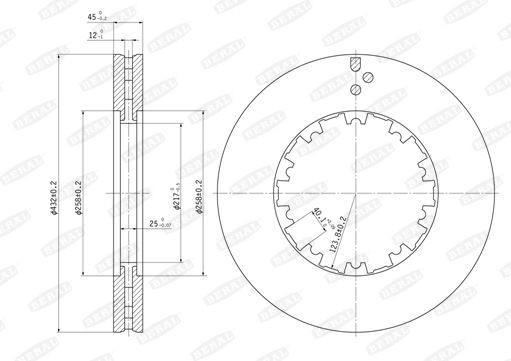 BERAL 432x45mm, Vented Ø: 432mm, Brake Disc Thickness: 45mm Brake rotor BCR225A buy