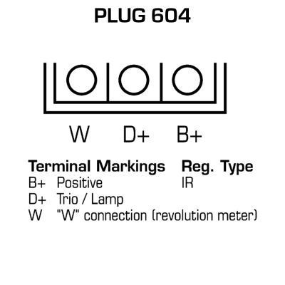 DELCO REMY DA1135 Alternators 12V, 65A, Plug604, with integrated regulator, Remy Remanufactured