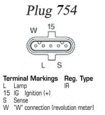 DELCO REMY DA1473 Alternators 24V, 100A, Plug754, Ø 64 mm, with integrated regulator, Remy Remanufactured