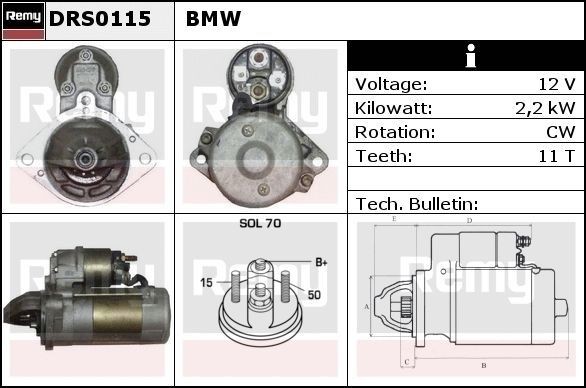 Original DELCO REMY DS1225 Starter motors DRS0115 for BMW 3 Series
