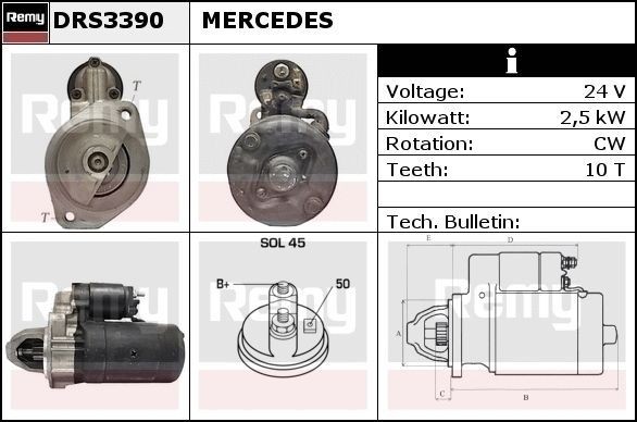 DRS3390 DELCO REMY Anlasser für MERCEDES-BENZ online bestellen