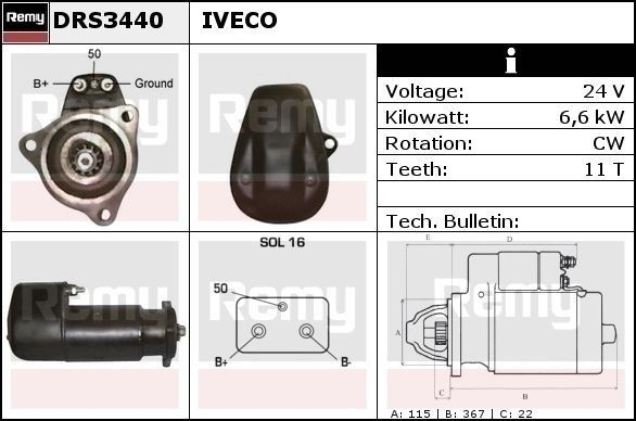 DELCO REMY DRS3440 Anlasser für IVECO TurboStar LKW in Original Qualität