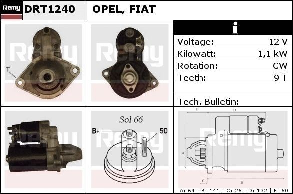 Opel CORSA Engine starter motor 7431351 DELCO REMY DRT1240 online buy