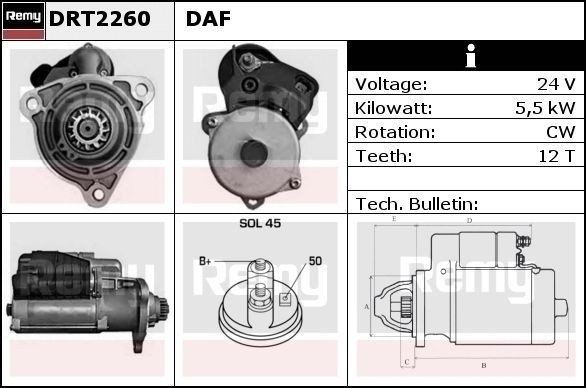 DRT2260 DELCO REMY Anlasser DAF XF 105