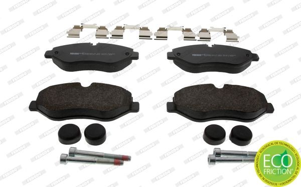 FVR4469 Set of brake pads FVR4469 FERODO prepared for wear indicator, with brake caliper screws, with bracket, with accessories