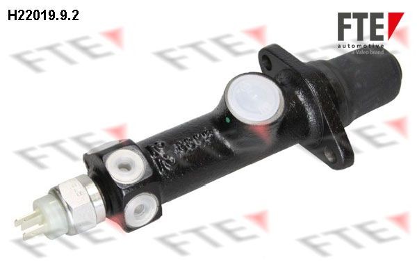 FTE H22019.9.2 Brake master cylinder Number of connectors: 3, Bore Ø: 9 mm, Piston Ø: 22,2 mm, with protective cap/bellow, with brake fluid reservoir, Grey Cast Iron, M10x1