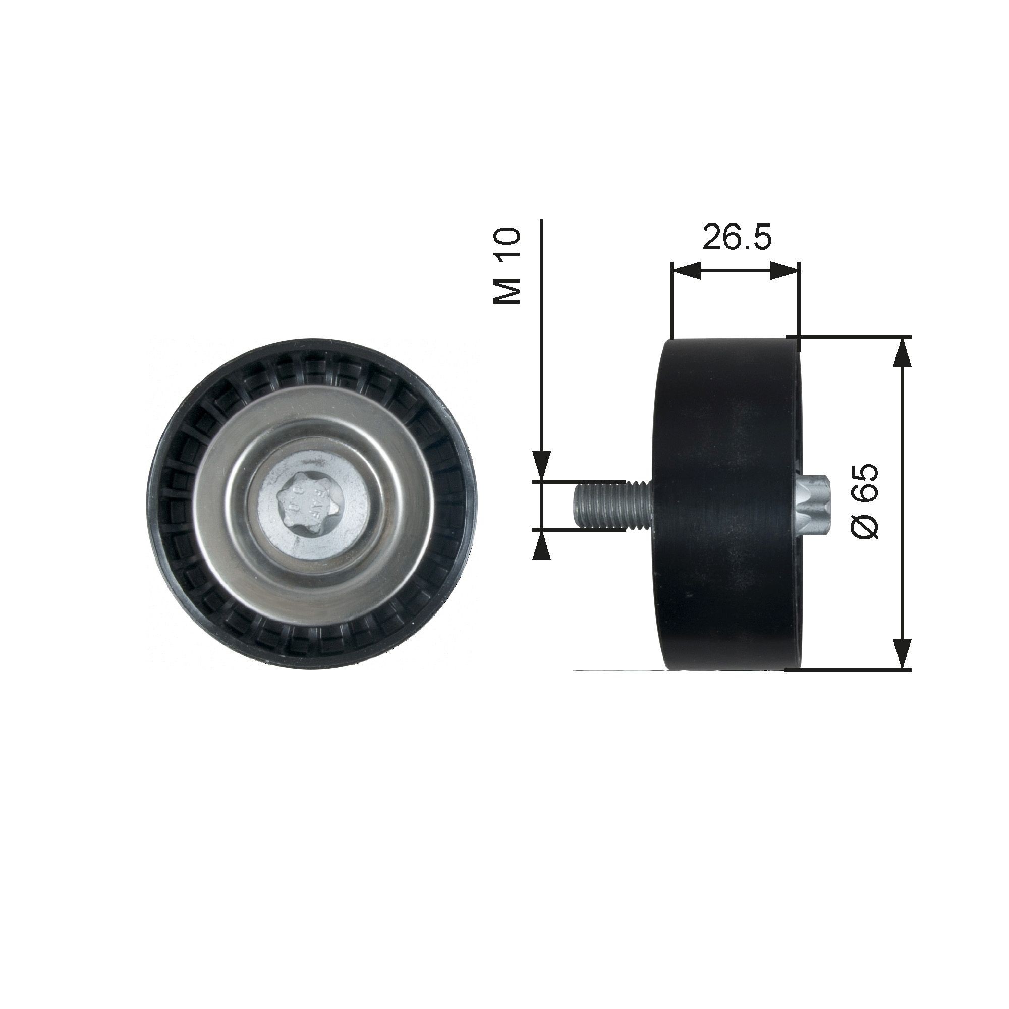 GATES T36464 Deflection / guide pulley, v-ribbed belt JEEP COMPASS 2006 in original quality