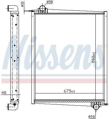 NISSENS Aluminium, 860 x 679 x 50 mm, with frame, Brazed cooling fins Radiator 64068A buy