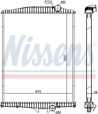 NISSENS Aluminium, 900 x 699 x 48 mm, without frame, Brazed cooling fins Radiator 654630 buy