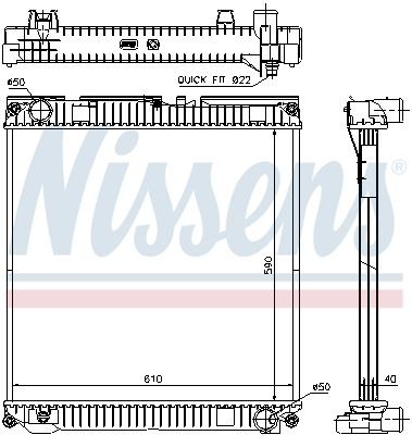 376728671 NISSENS Aluminium, 590 x 610 x 40 mm, without frame, Brazed cooling fins Radiator 67224A buy