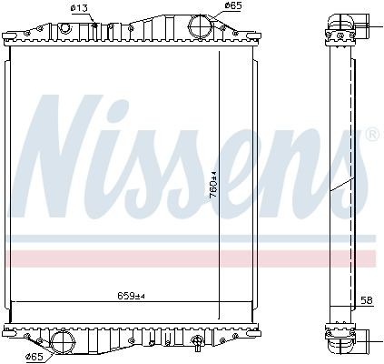 8351188285 NISSENS Aluminium, 760 x 659 x 58 mm, without frame, Brazed cooling fins Radiator 69602A buy