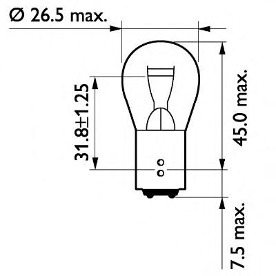 PHILIPS P21/5W Bulb, indicator 24V 21/5W, P21/5W, Ball-shaped lamp