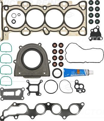 Complete engine gasket set REINZ with crankshaft seal, without valve cover gasket, with valve stem seals, with integrated shaft seal - 01-35435-01