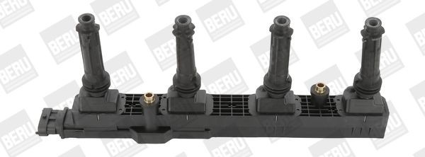 ZSE151 BERU Coil pack OPEL 12V, Kontaktfeder, Spring, with electronics, Number of connectors: 4, incl. spark plug connector, with output stage