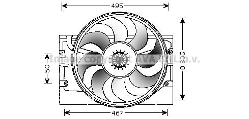 PRASCO BW7519 Fan, radiator D1: 395 mm, 200W