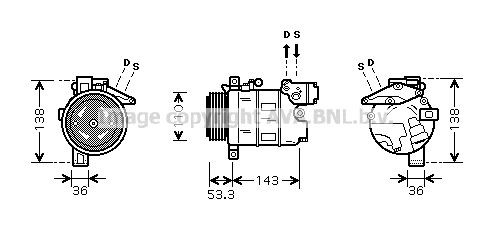 PRASCO BWAK321 Air conditioner compressor BMW 3 Saloon (E46) 316 i 105 hp Petrol 2000