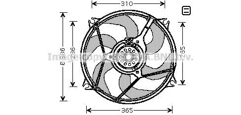 CN7530 PRASCO Cooling fan CITROËN D1: 386 mm, 460W