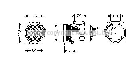 PRASCO CNK253 Air conditioning compressor SD7V16, PAG 46, R 134a