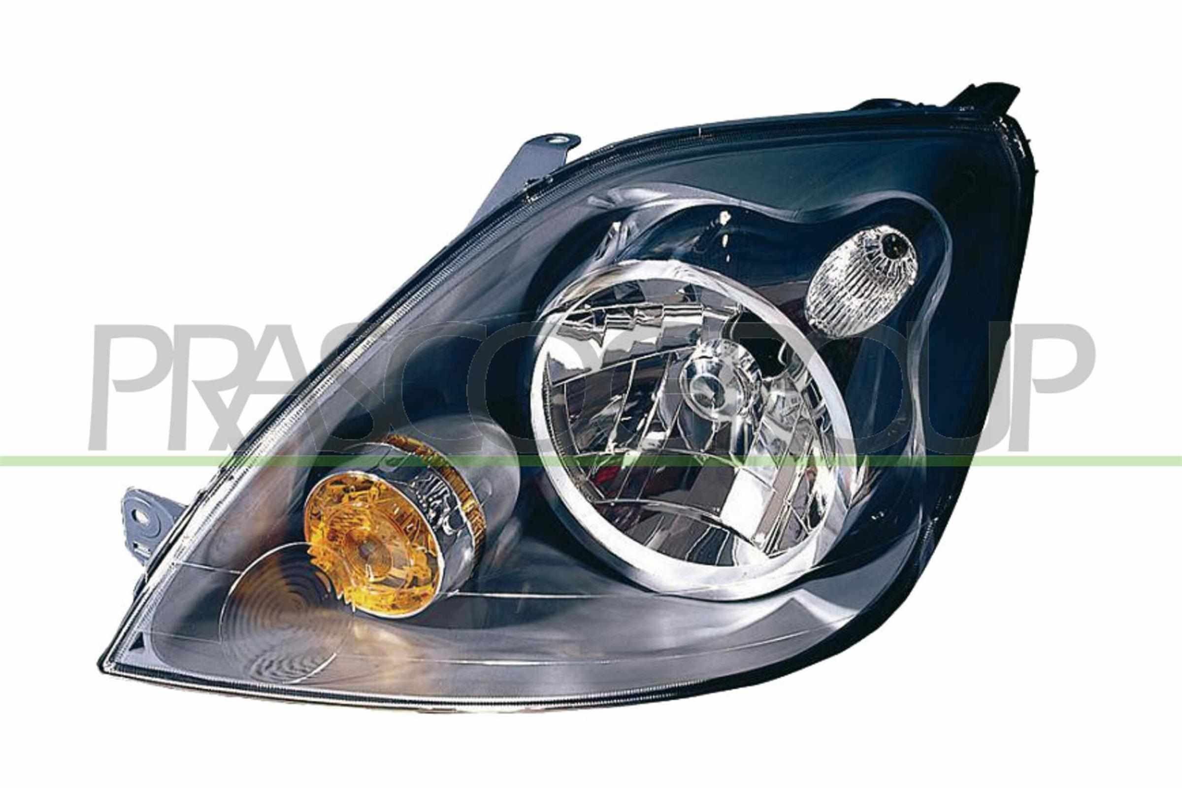 PRASCO FD3424804 Headlight Left, H4, yellow, for right-hand traffic, with bulb holder, without electric motor, with motor for headlamp levelling