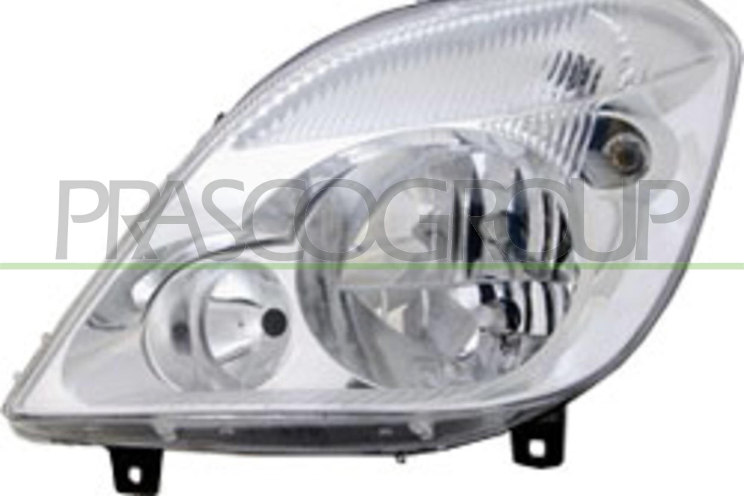 ME9194924 PRASCO Headlight MERCEDES-BENZ Left, H7/H7/H7, Crystal clear, with front fog light, for right-hand traffic, without motor for headlamp levelling