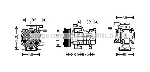 PRASCO MZK251 Compressore aria condizionata H12A0, PAG 46, R 134a