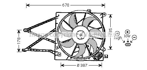 Opel ZAFIRA Cooling fan 7463071 PRASCO OL7524 online buy