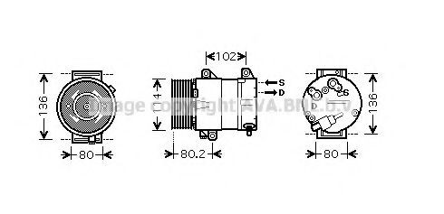PRASCO RTK381 Air conditioning compressor CVC, R 134a
