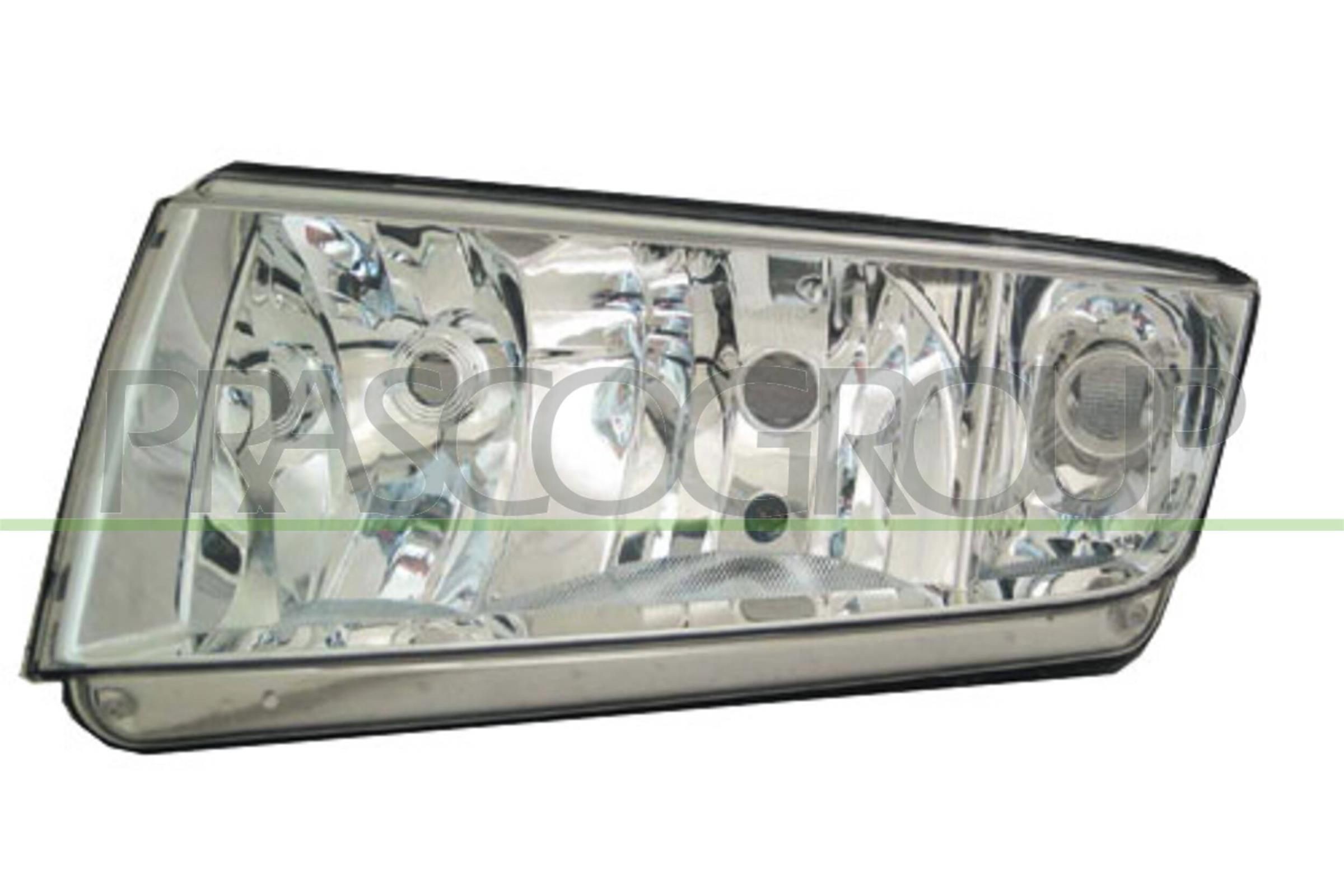 PRASCO SK3204804 Headlight Left, H7/H3, H7, H3, chrome, white, for right-hand traffic, with bulb holder, without motor for headlamp levelling