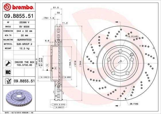 OEM-quality BREMBO 09.B855.51 Brake rotor