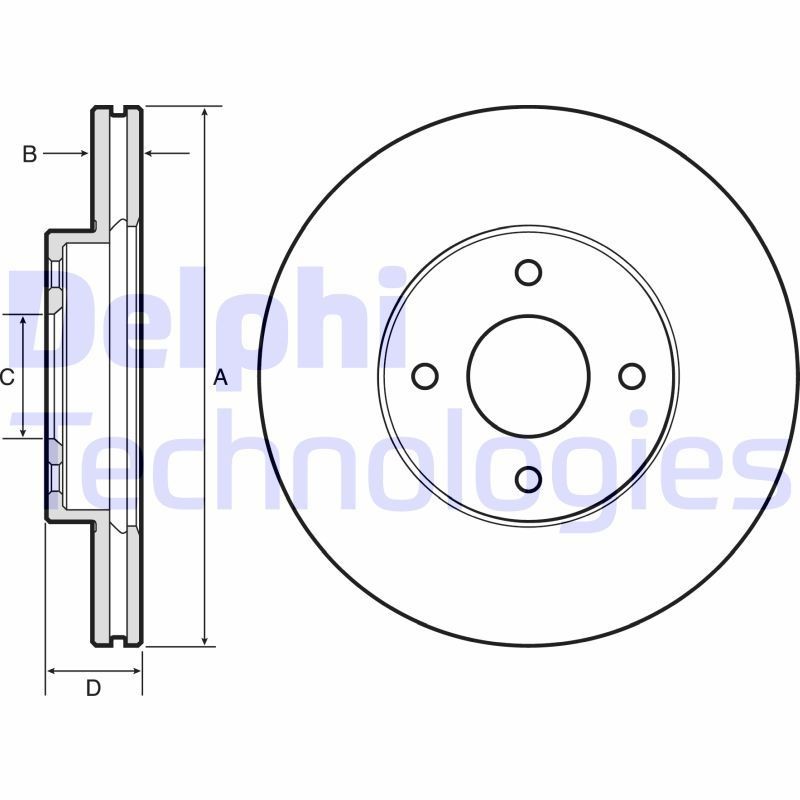 DELPHI 260x22mm, 4, Vented, Oiled, Untreated Ø: 260mm, Num. of holes: 4, Brake Disc Thickness: 22mm Brake rotor BG4454 buy