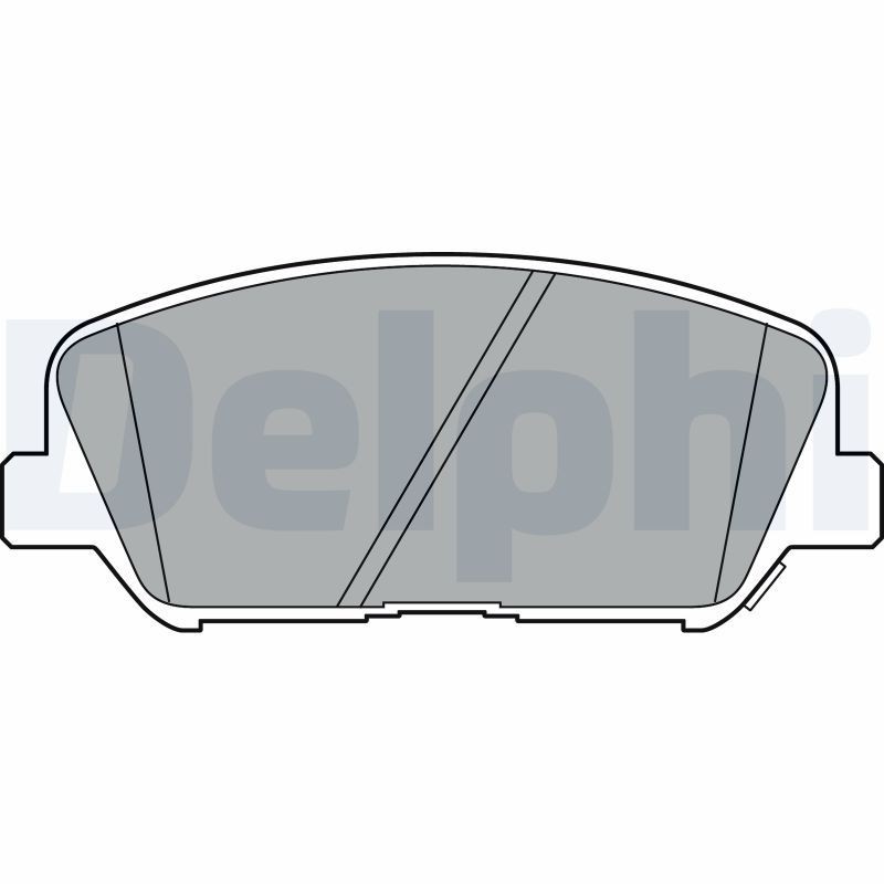 LP2477 DELPHI Brake pad set HYUNDAI with acoustic wear warning, with anti-squeak plate, without accessories