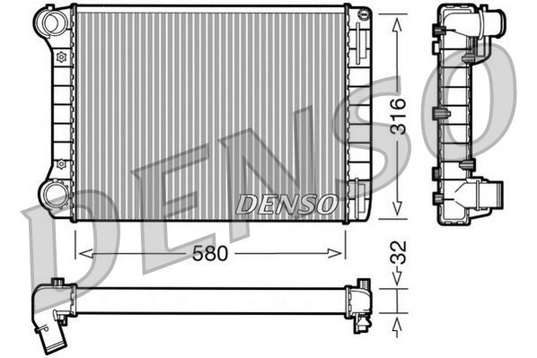 DENSO DRM09101 Engine radiator Aluminium, 580 x 316 x 32 mm