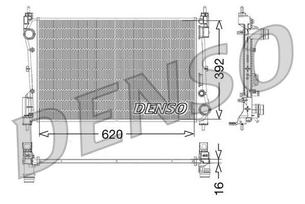 DENSO DRM09114 Engine radiator Aluminium, 620 x 392 x 16 mm