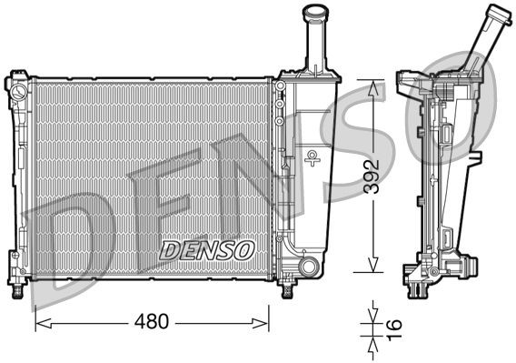 DENSO DRM13016 Engine radiator Aluminium, 480 x 392 x 16 mm