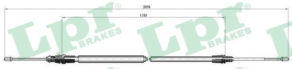 LPR C0004B Hand brake cable 2033/1188mm, Disc Brake