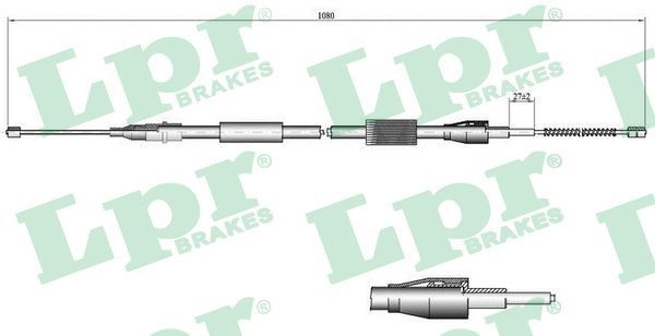 LPR C0047B Hand brake cable 1057/795mm, Drum Brake