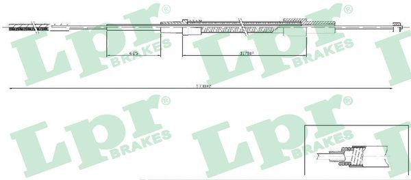 Original LPR Parking brake cable C0078B for BMW 5 Series