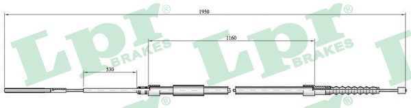 LPR C0083B Hand brake cable 1942/1161mm, Disc Brake