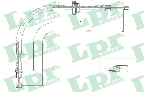 LPR C0281B Hand brake cable 1015mm, Drum Brake