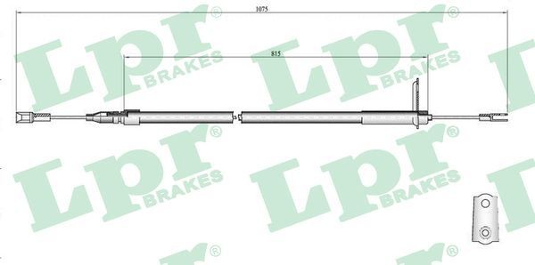 LPR C0407B Hand brake cable 1070/835mm, Disc Brake