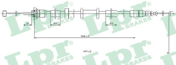 LPR C0519B Hand brake cable 1471/1258mm, Disc Brake