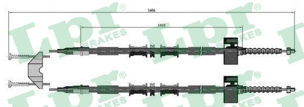 LPR C0535B Hand brake cable 1590/1400+1590/1400mm, Disc Brake