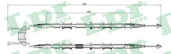 LPR C0654B Hand brake cable 1592/1403+1403mm, Disc Brake